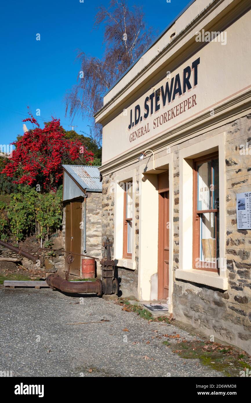 Old Stone General Store, Bannockburn, in der Nähe von Cromwell, Central Otago, South Island, Neuseeland Stockfoto