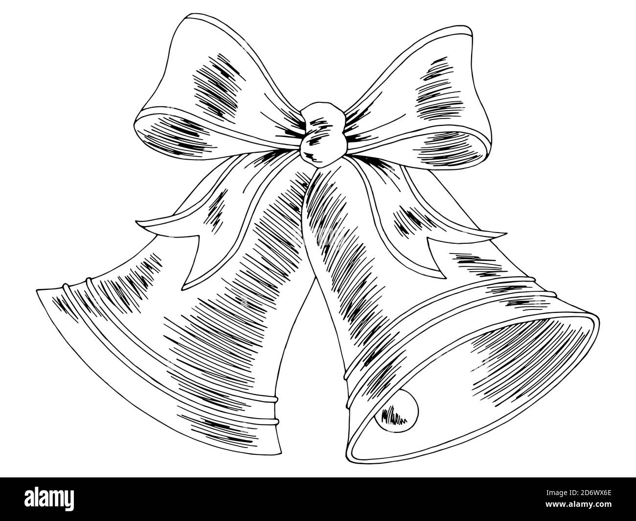 Weihnachten Glocke Grafik Neujahr schwarz weiß Skizze isoliert