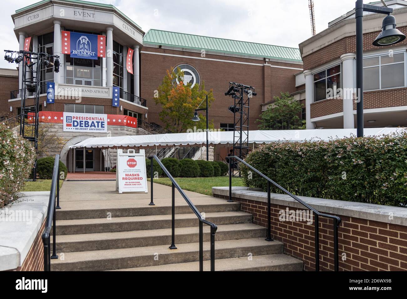 Nashville, Tennessee, USA, 19. Oktober 2020 Präsident Donald Trump und der ehemalige Vizepräsident Joe Biden sind geplant, ihre letzte Debatte persönlich in Nashville, Tennessee im Curb Event Center der Belmont University zu haben. Quelle: Sayre Berman/Alamy Live News Stockfoto