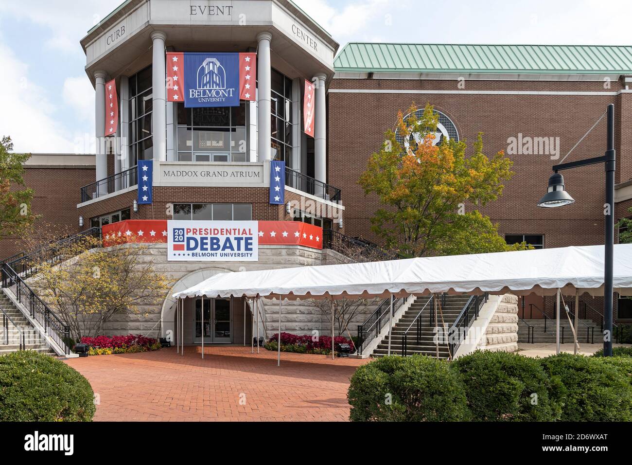 Nashville, Tennessee, USA, 19. Oktober 2020 Präsident Donald Trump und der ehemalige Vizepräsident Joe Biden sind geplant, ihre letzte Debatte persönlich in Nashville, Tennessee im Curb Event Center der Belmont University zu haben. Quelle: Sayre Berman/Alamy Live News Stockfoto