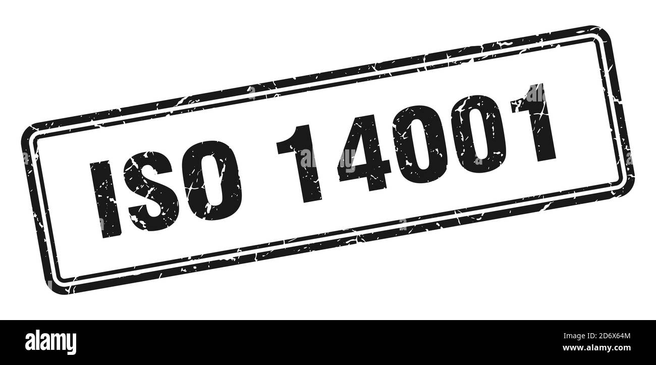 iso 14001 Stempel. Quadratisches Grunge Zeichen isoliert auf weißem Hintergrund Stock Vektor