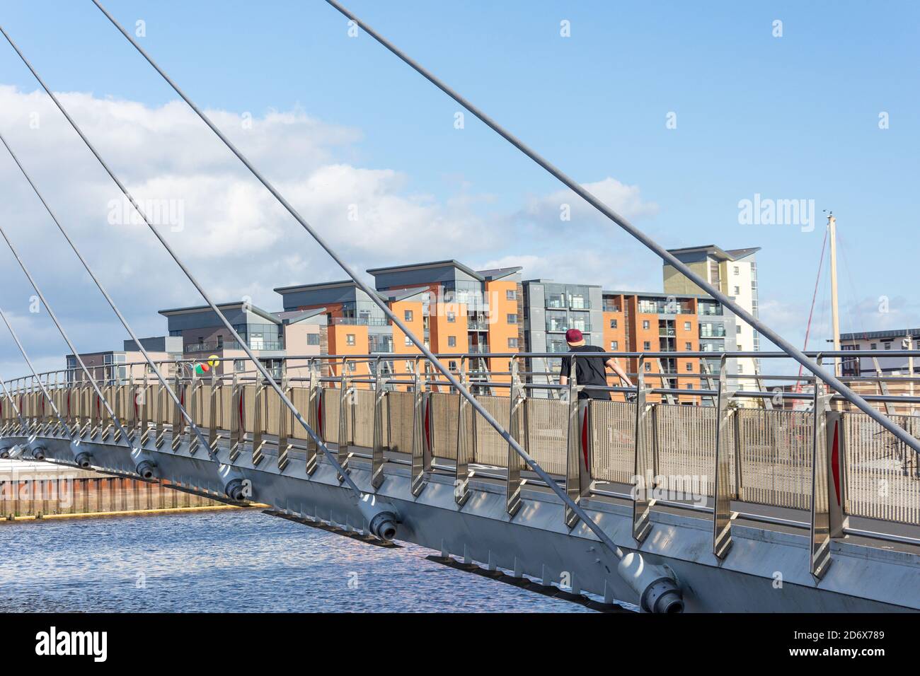 Segelbrücke über den Fluss Tawe, Swansea (Abertawe), Stadt und Grafschaft Swansea, Wales (Cymru), Großbritannien Stockfoto