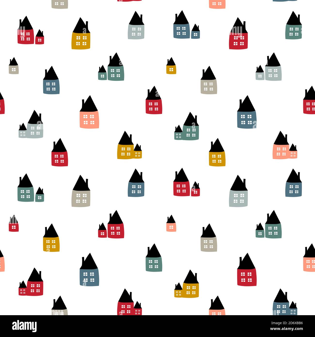 Silhouetten nahtlose Muster mit niedlichen Kabinen. Vector Illustration Stock Vektor