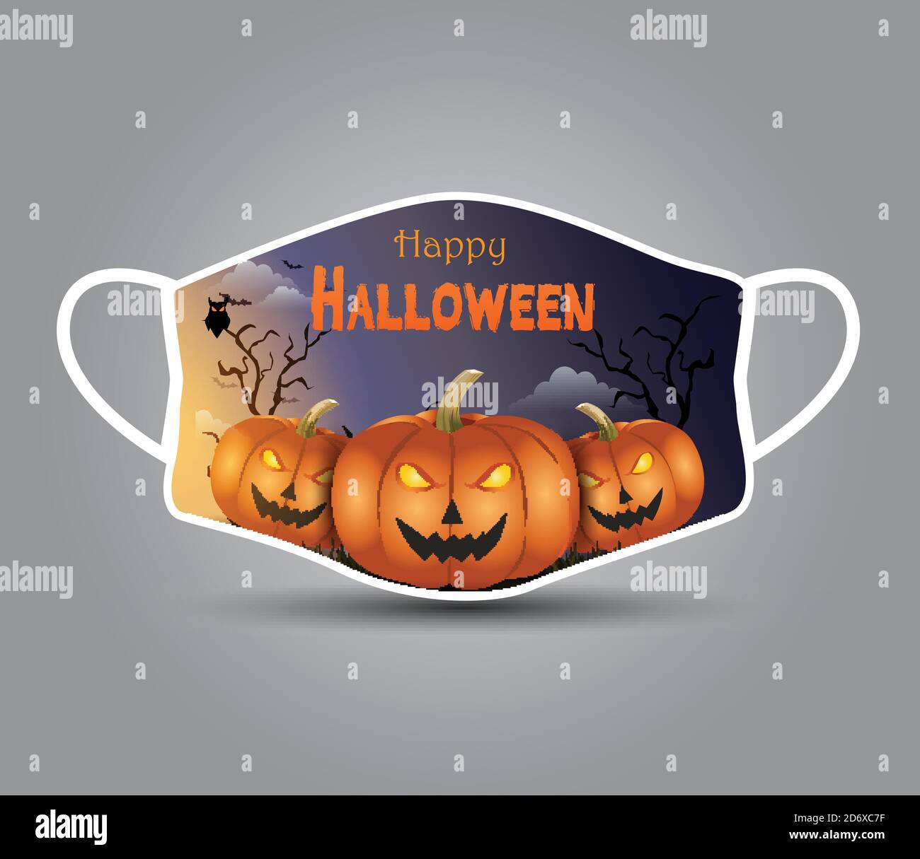 Halloween druckbare Gesichtsmaske Design. vektor-Illustration Stock Vektor