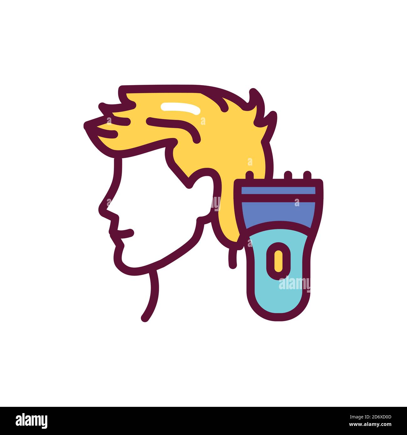 Herren Haarschnitt Farbe Linie Symbol. Barbershop. Skizzieren Sie das Piktogramm Stock Vektor