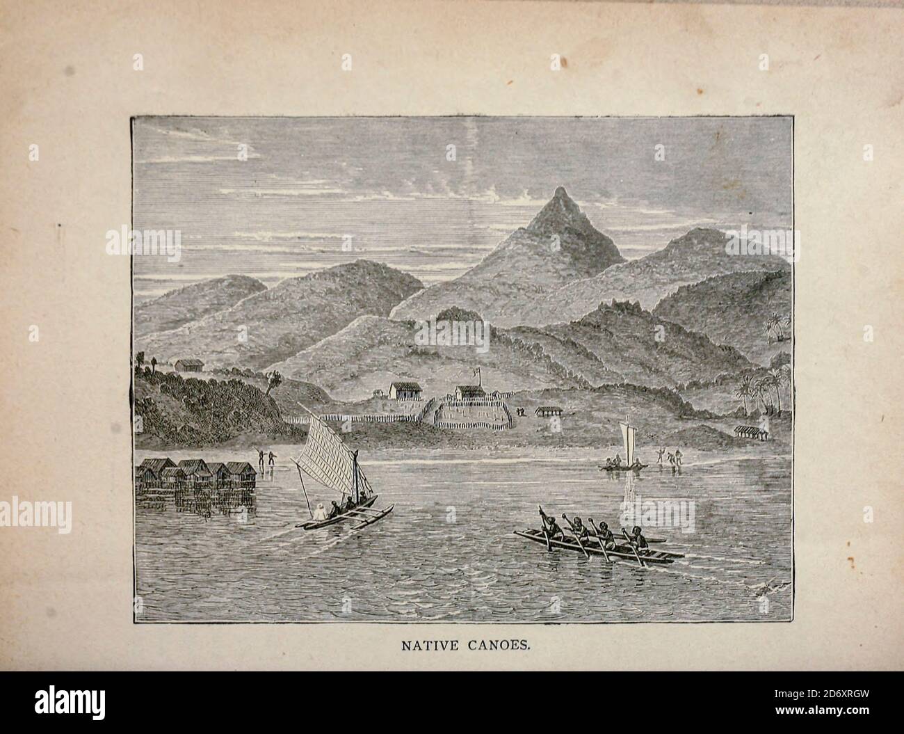 Einheimische Kanus [Malaysia] aus dem Handelsschiff : ein Seemann Junge Reisen, um die Welt zu sehen [um die Welt] von Nordhoff, Charles, 1830-1901 graviert von C. Laplante; einige Illustrationen von W.L. Wyllie Verlag New York : Dodd, Mead & Co. 1884 Stockfoto