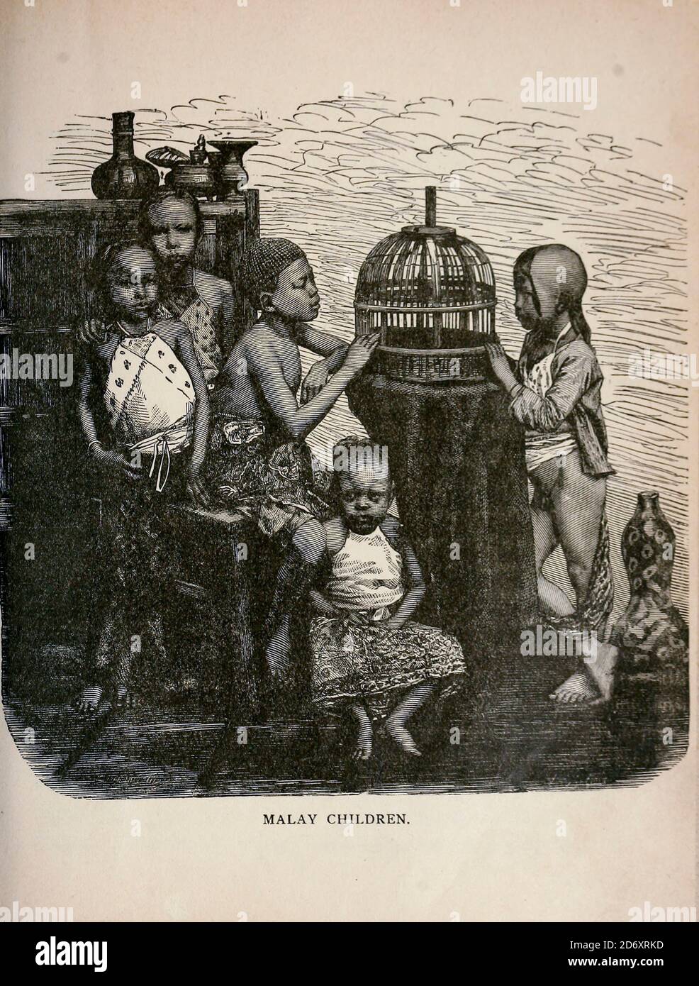 Malaiische Kinder aus dem Handelsschiff : ein Matrosenjunge fährt die Welt [um die Welt] von Nordhoff, Charles, 1830-1901 gestochen von C. Laplante; einige Illustrationen von W.L. Wyllie Verlag New York : Dodd, Mead & Co. 1884 Stockfoto