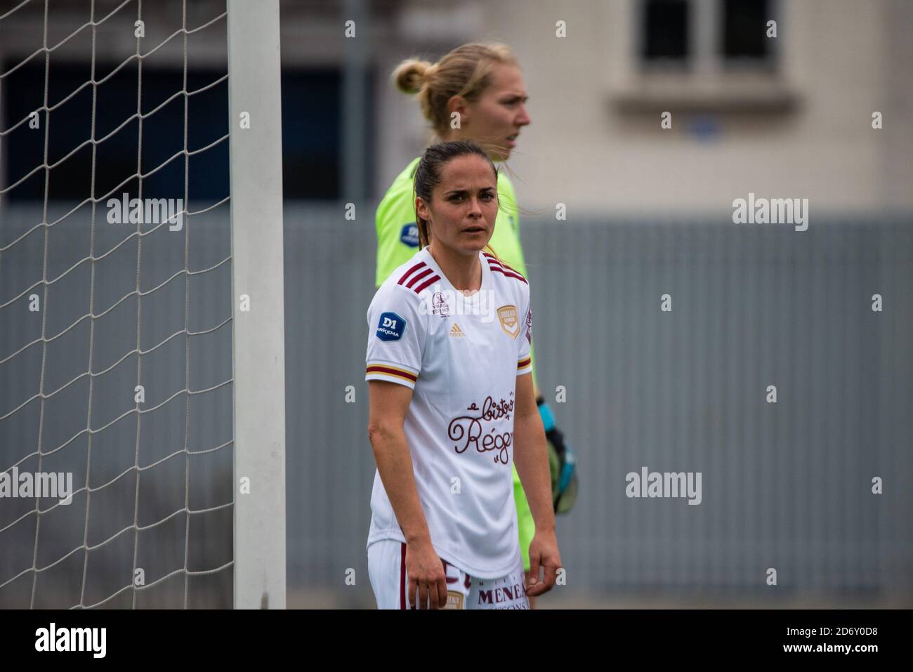 Elphine Chatelin des FC Girondins de Bordeaux reagiert während der Frauen Französisch Meisterschaft D1 Arkema Fußballspiel zwischen GPSO 92 Issy und Girondin Stockfoto