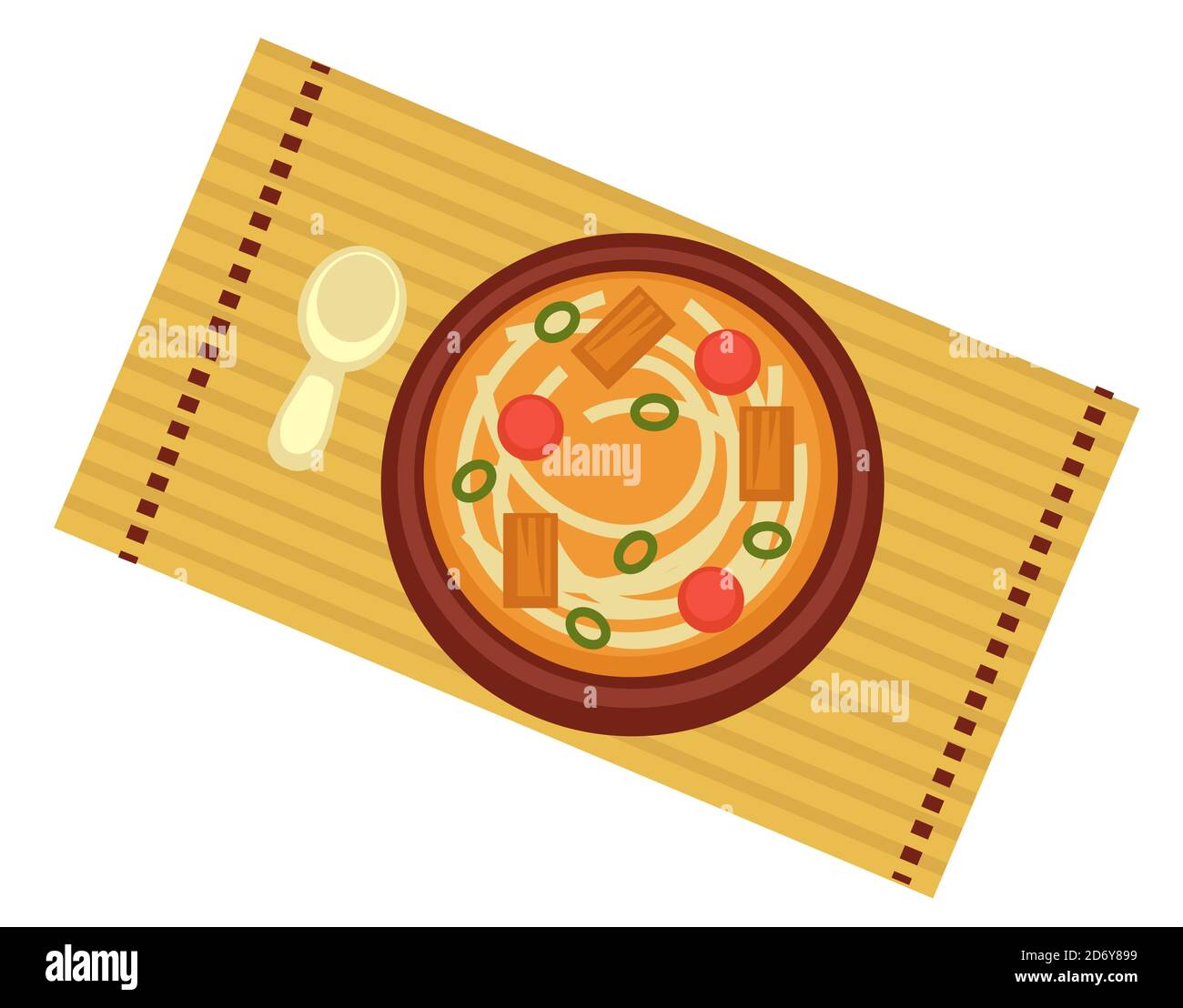 Schüssel mit Ramen-Suppe mit Nudeln, chinesische Küche Stock Vektor