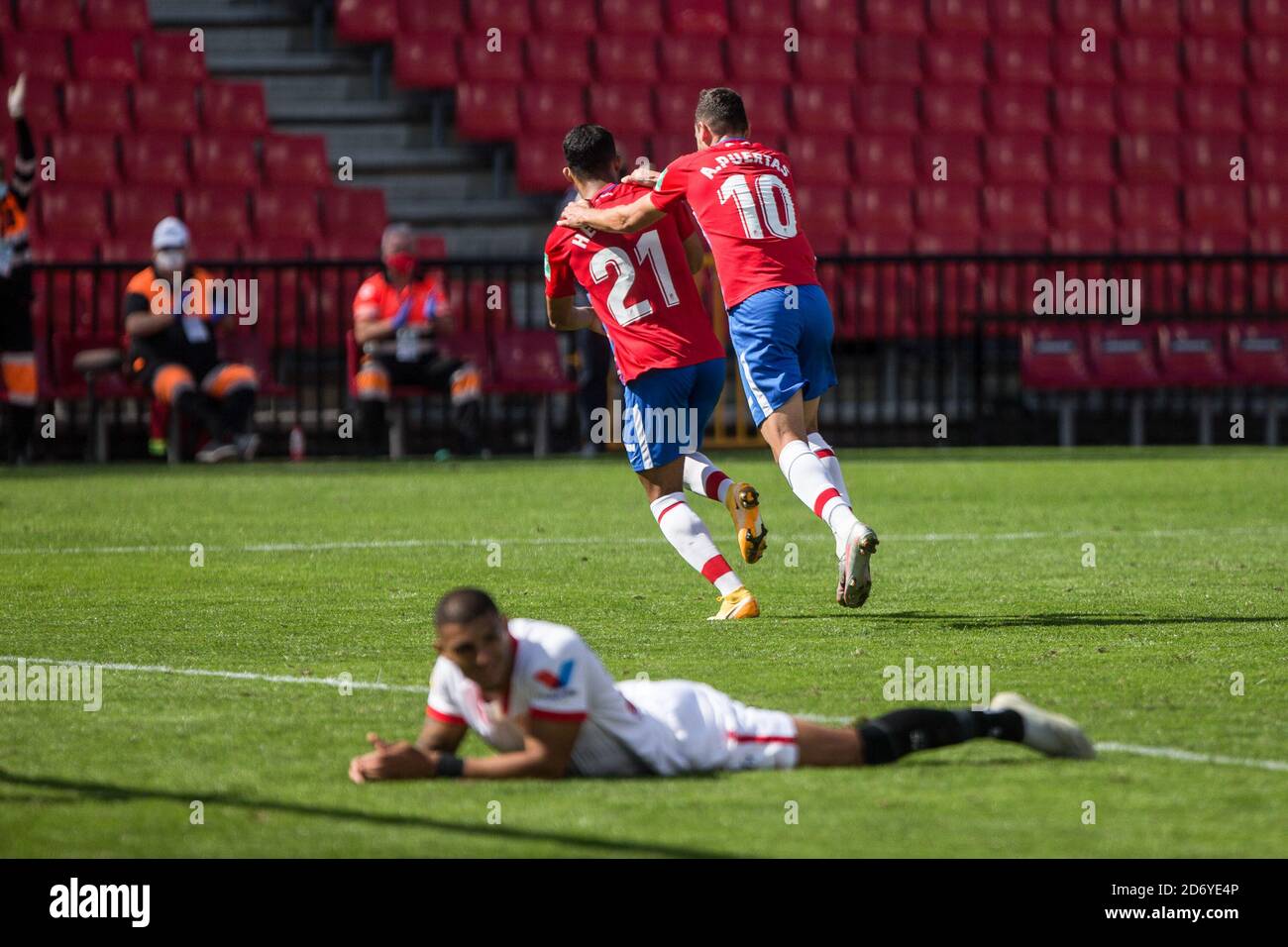 Angel Herrera von Granada feiert während der spanischen Meisterschaft LaLiga Fußballspiel zwischen Granada CF und Sevilla FC am 17. Oktober 2020 in Lo Stockfoto