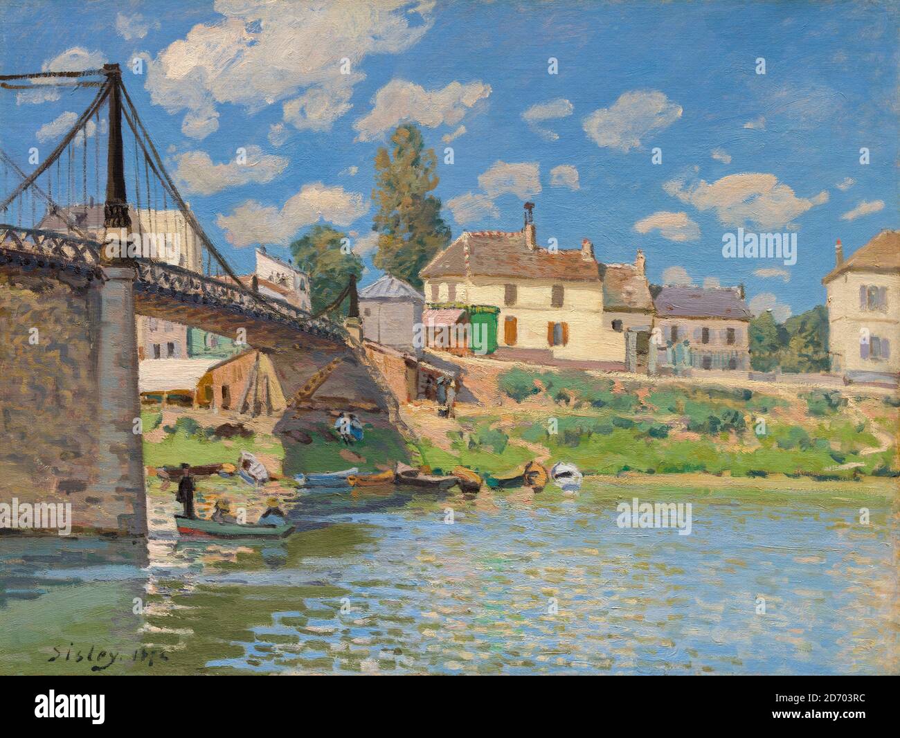 Alfred Sisley, impressionistische Landschaftsmalerei, die Brücke in Villeneuve-la-Garenne, 1872 Stockfoto