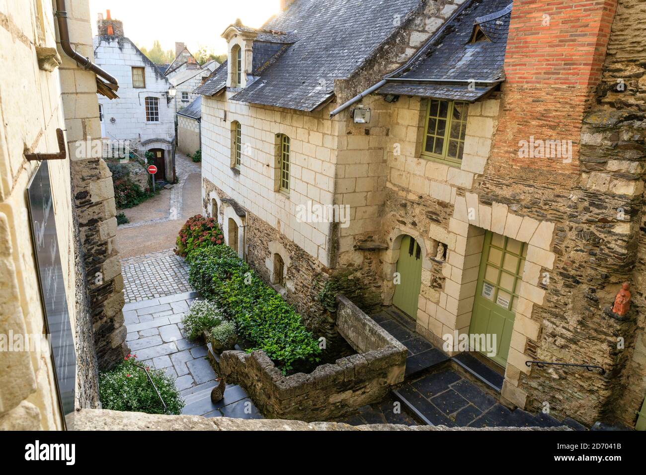 Frankreich, Maine et Loire, Loire-Tal als Weltkulturerbe der UNESCO, Ile de Behuard, Behuard, Gasse im Dorf // Frankreich, Maine-et-Loire (49), Stockfoto