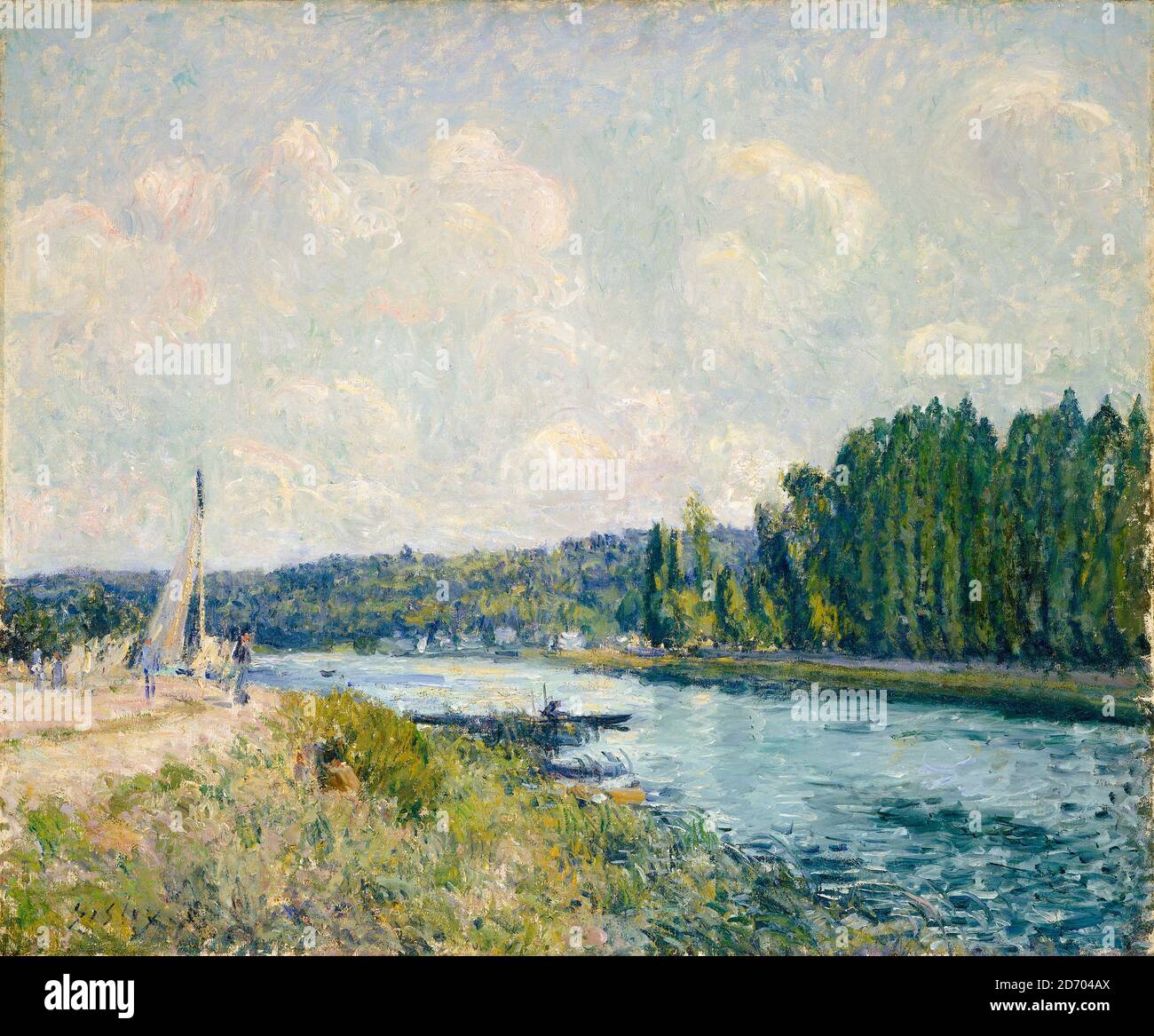Alfred Sisley, die Ufer der Oise, impressionistische Landschaftsmalerei, 1877-1878 Stockfoto