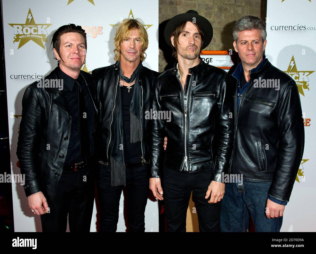 Jeff Angell, Duff McKagan, Barrett Martin und Benjamin Anderson von Walking Papers bei der Ankunft im Classic Rock Roll of Honor im Roundhouse, Camden Stockfoto