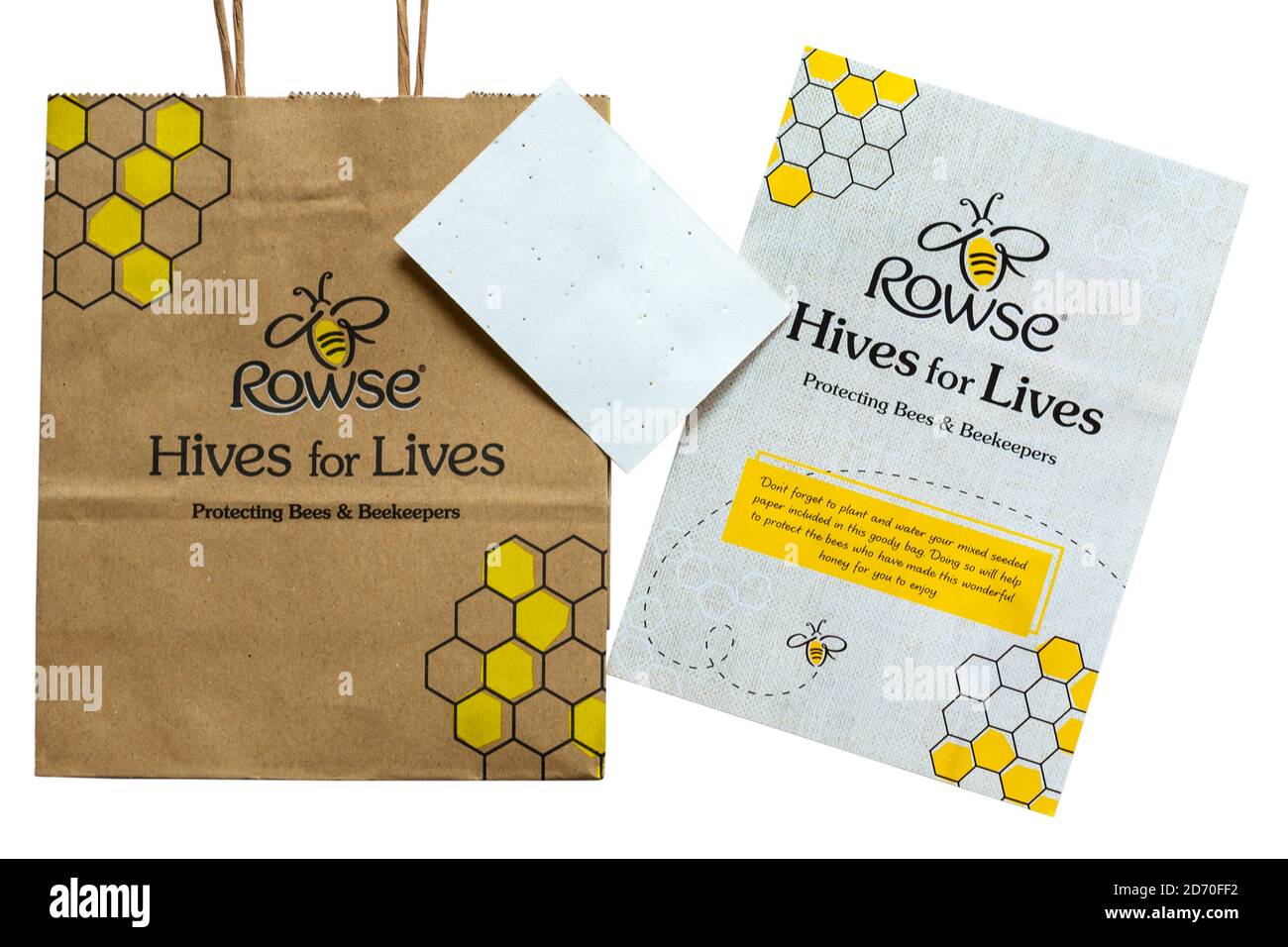 Vogelkiefer für Leben Schutz der Bienen & Imker braunes Papier Tasche mit Set auf weißem Hintergrund Stockfoto Vogelkiefer für Leben Schutz der Bienen & Imker braunes Papier Tasche mit Set auf weißem Hintergrund Stockfoto