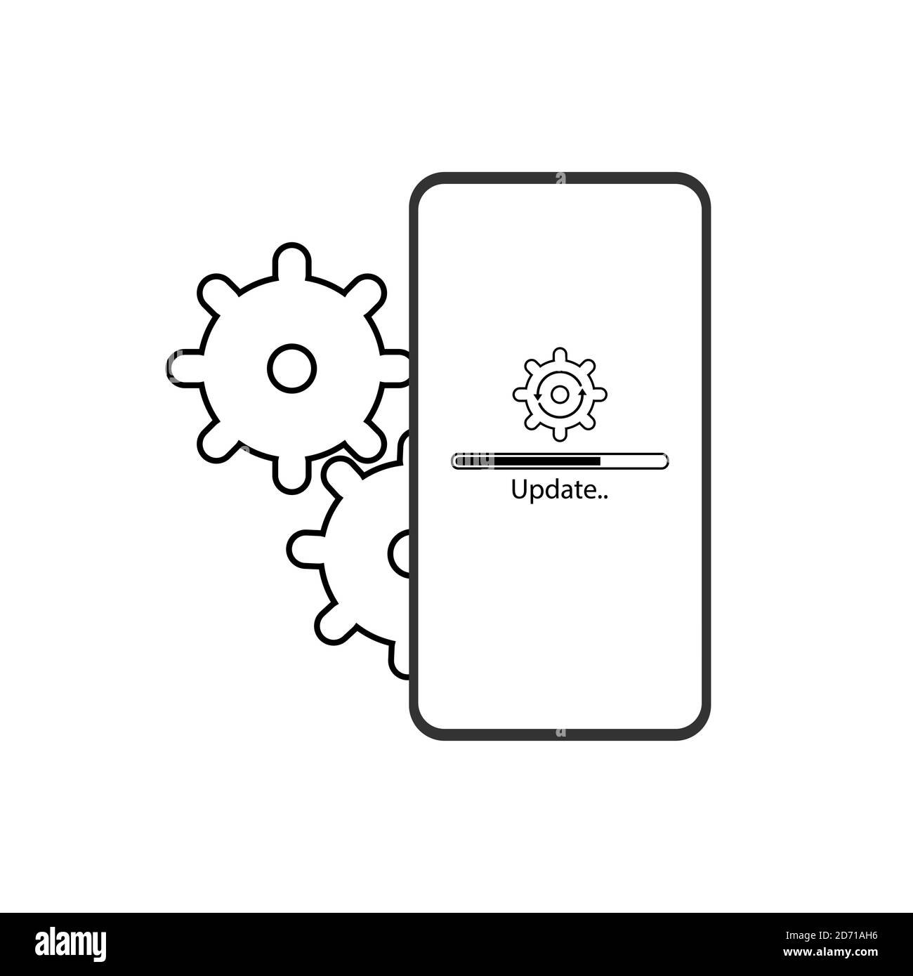 Vektorsymbol linear aktualisieren, Umrisssymbol auf weißem Hintergrund isoliert Stock Vektor