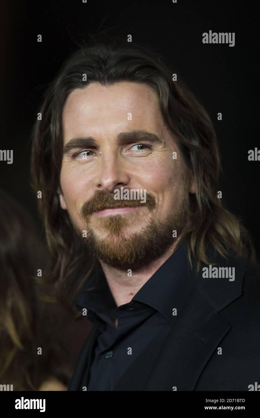 Christian Bale bei der Weltpremiere von Exodus Gods and Kings im Leicester Square, London. Stockfoto