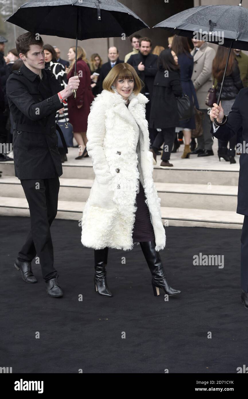 Anna Wintor, Redakteurin der Vogue, nimmt an der Burberry Prorsum Menswear Herbst Winter 2015 Fashion Show Teil, die Kensington Gardens, Kensington Gore, London, abgehalten hat Stockfoto