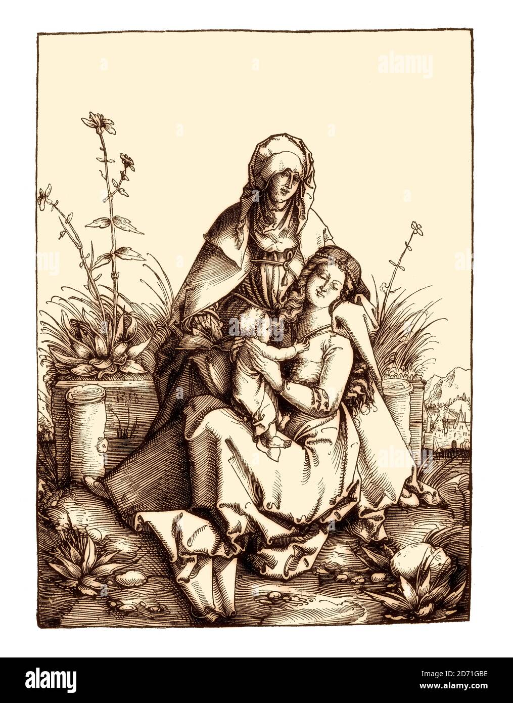 Die Jungfrau Maria und das Kind mit der heiligen Anna, von Albrecht Dürer, Faksimile des 19. Jahrhunderts Stockfoto