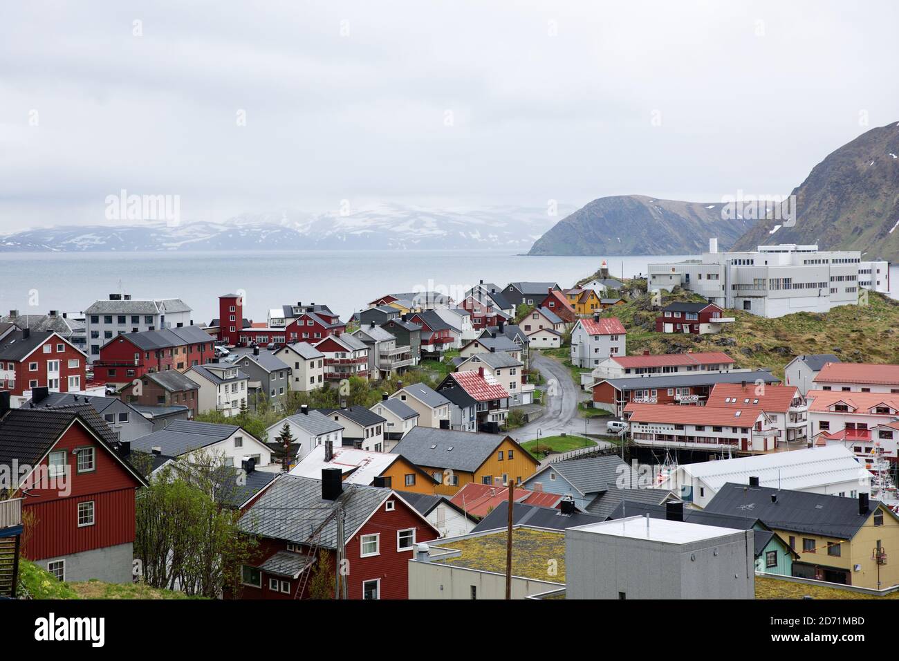 HONNINGSWAG, NORWEGEN - 21. JUNI 2017: Kultur und Leben in der nördlichsten Stadt Honningswag in Norwegen. Stockfoto