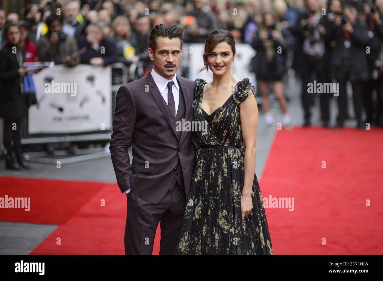 Colin Farrell und Rachel Weisz bei der offiziellen Vorführung von The Lobster während des 59. BFI London Film Festival im Vue West End, Leicester Square, London. Stockfoto