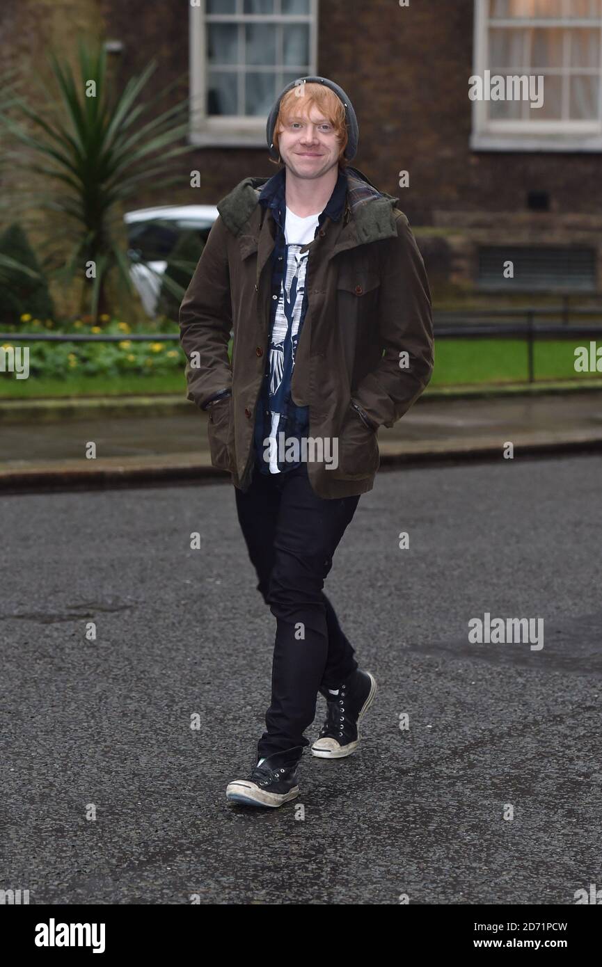 Rupert Grint bei der Ankunft in 11 Downing Street, London, für eine Party von Bundeskanzler George Osborne in Verbindung mit der Kinderhilfe Starlight ausgerichtet. Stockfoto