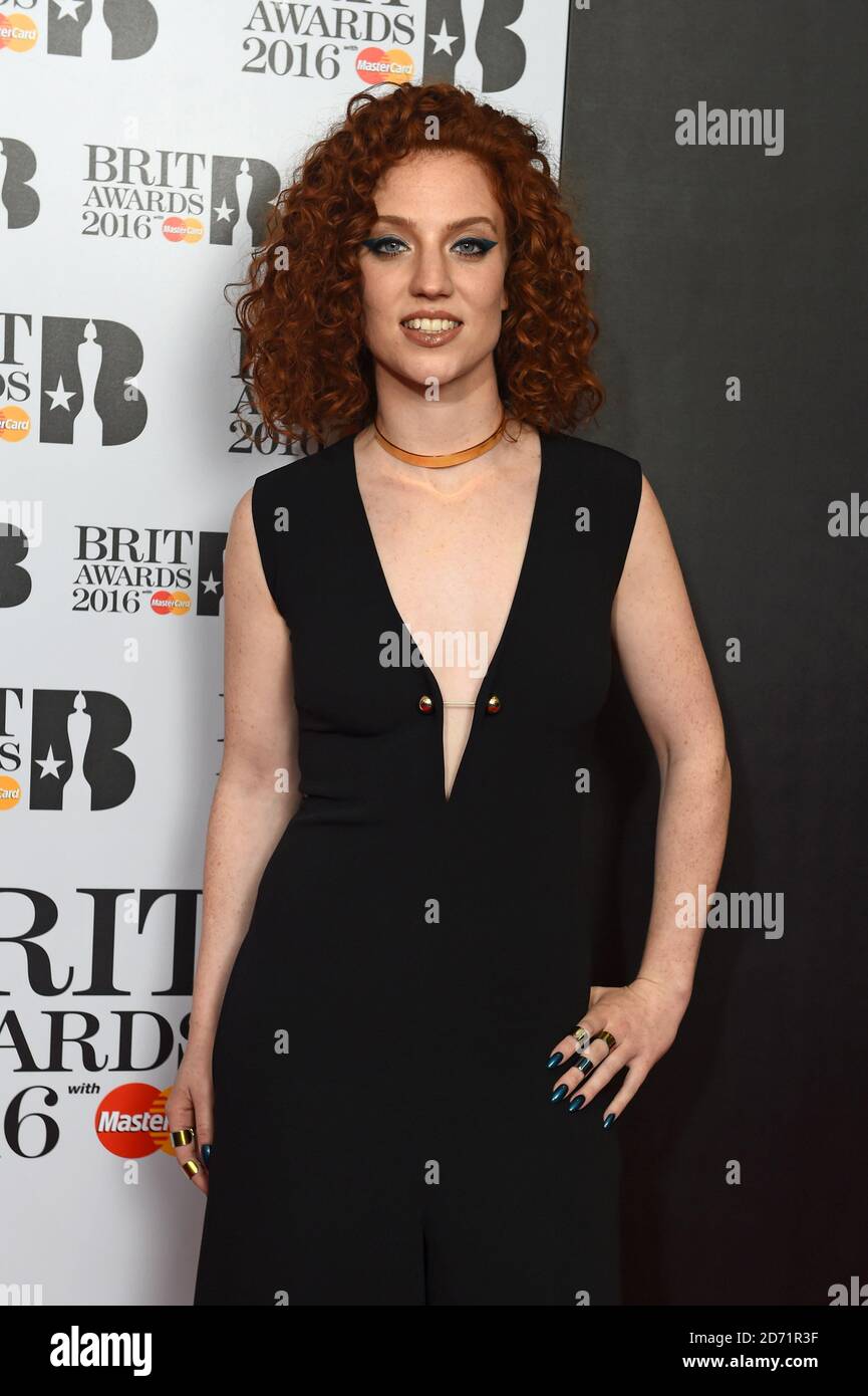 Jess Glynne bei den Brit Awards 2016 Nominierungen, in den ITV Studios im Süden Londons. Stockfoto