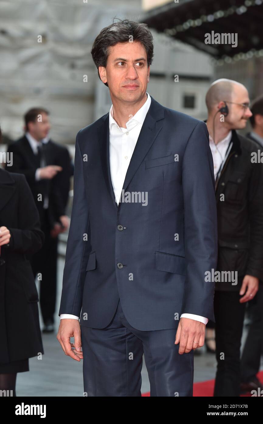 Ed Miliband bei der Weltpremiere von Florence Foster Jenkins, Odeon, Leicester Square, London. Stockfoto