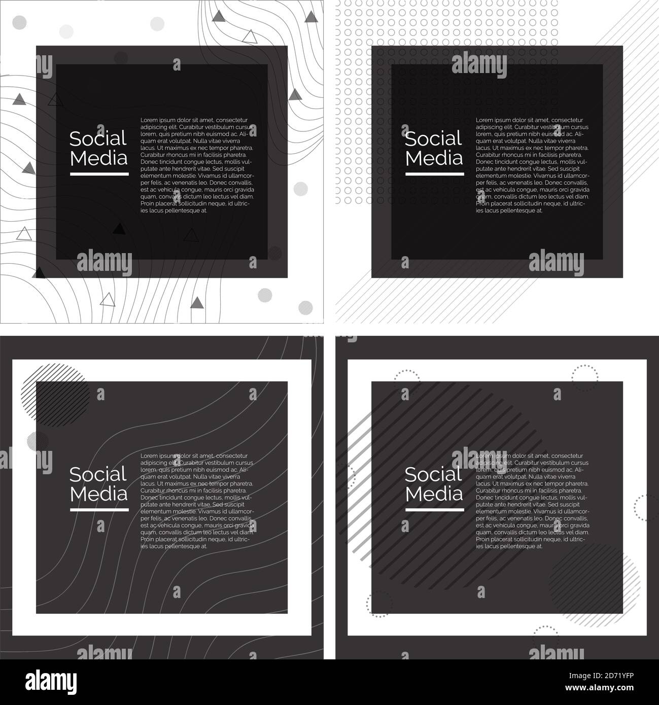 Schwarz Weiß Dekorative Vorlage am besten für Social Media und Promotion Stock Vektor