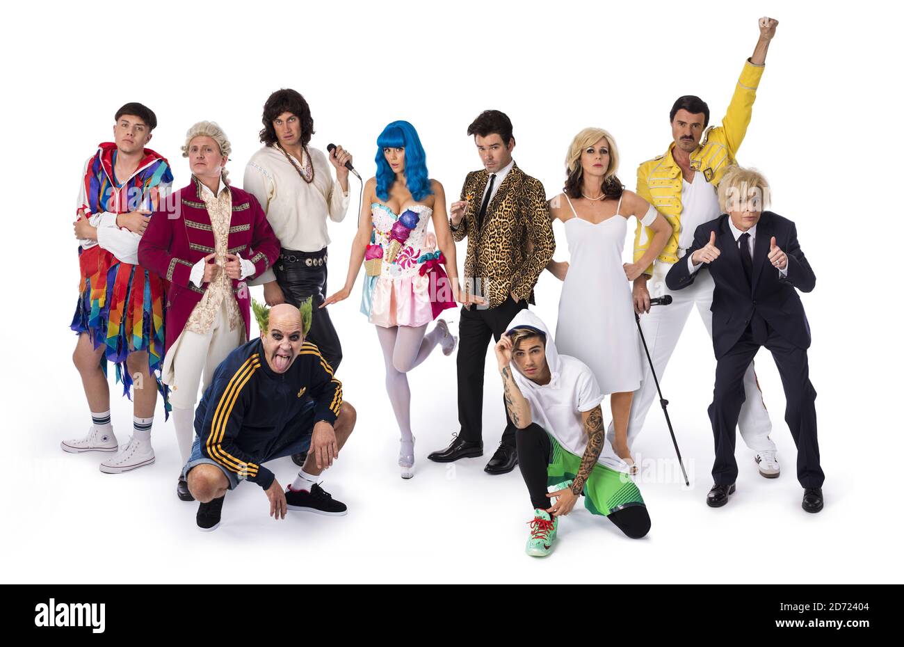 BILD GESPERRT BIS 00.01, MITTWOCH 28 SEPTEMBER 2016. L Ð R Roman Kemp (Capital), Amed Jones (Classic FM), Johnny Vaughan (Radio X), Vernon Kay (Radio X), Lilah Parsons (Capital), Dave Berry (Capital), George Shelley (Capital), Kate Garraway (Smooth), Jamie Theakston (Heart), Katie Hopkins (LBC). Moderatoren von Global Radiomarken verkleiden sich als ihr Favorit Ôloud iconsÕ um das Bewusstsein für nationale Wohltätigkeitsorganisationen zu schärfen, machen Global's etwas Lärm. Global's Make Some Noise ermutigt Menschen in Großbritannien, sich am kommenden Freitag (7. Oktober) laut anzuziehen, um Geld für die Wohltätigkeitsorganisation zu sammeln. Stockfoto