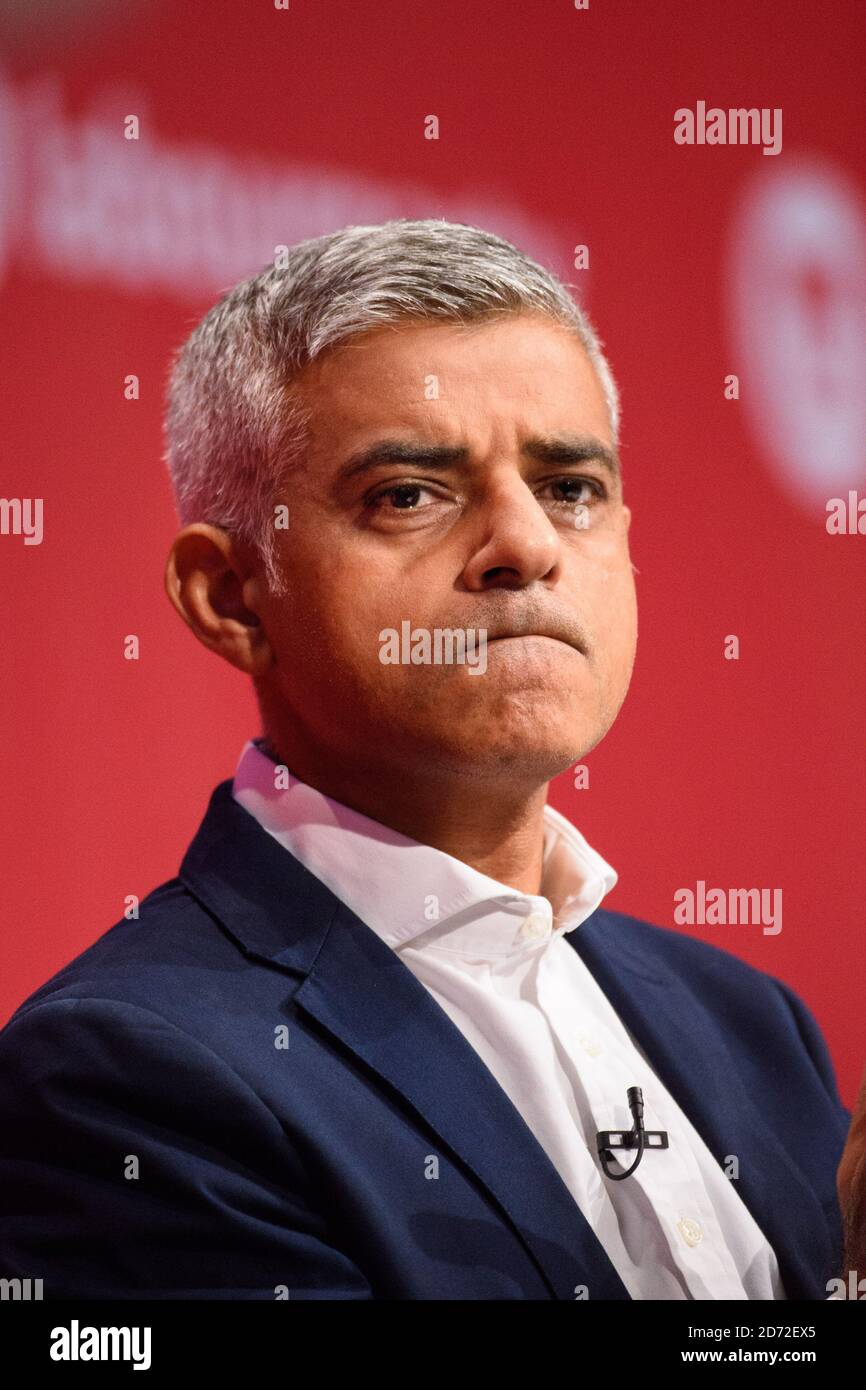 Sadiq Khan, Bürgermeister von London, auf der Konferenz der Labour Party in Brighton. Bilddatum: Montag, 25. September 2017. Bildnachweis sollte lauten: Matt Crossick/ EMPICS Entertainment. Stockfoto