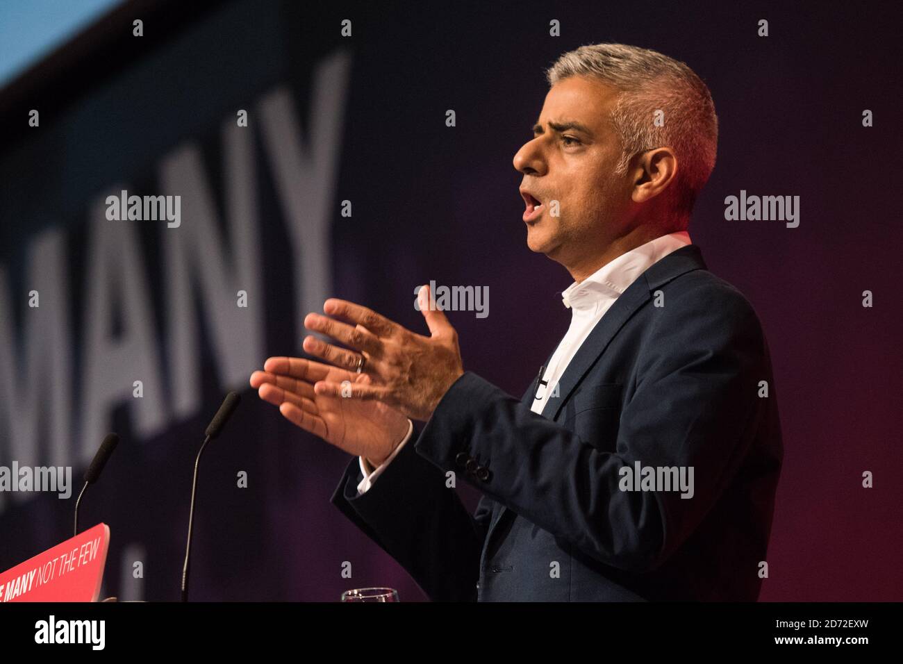 Der Bürgermeister von London Sadiq Khan spricht während der Labour Party Konferenz in Brighton. Bilddatum: Montag, 25. September 2017. Bildnachweis sollte lauten: Matt Crossick/ EMPICS Entertainment. Stockfoto