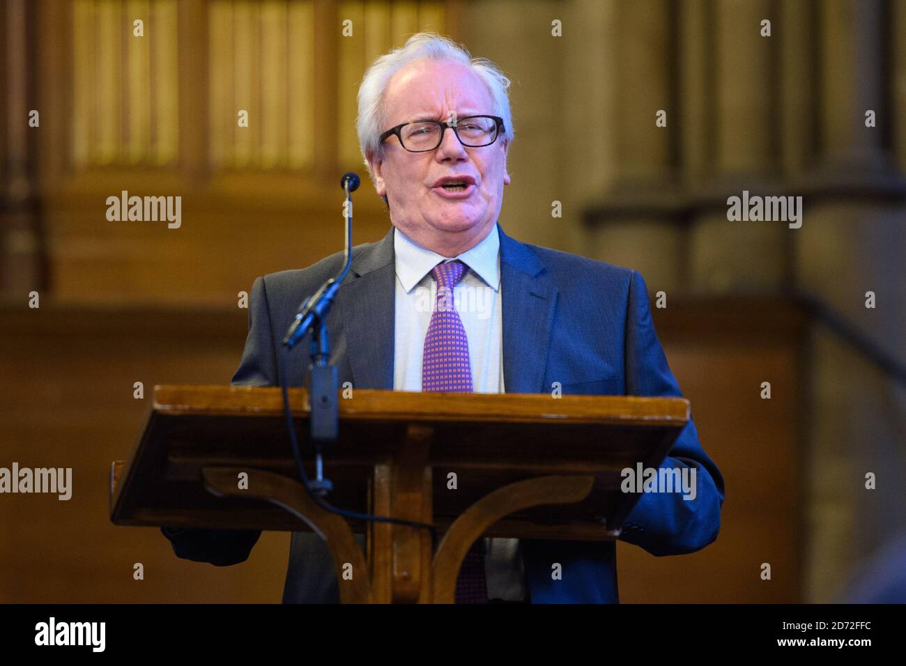 Patrick Minford spricht bei einem Treffen im Rathaus von Manchester mit dem Titel "Brexit mit Jacob Rees-Mogg", das von der Brügge-Gruppe im Rahmen der Konferenz der Konservativen Partei in Manchester abgehalten wird. Bilddatum: 2. Oktober 2017. Bildnachweis sollte lauten: Matt Crossick/ EMPICS Entertainment. Stockfoto