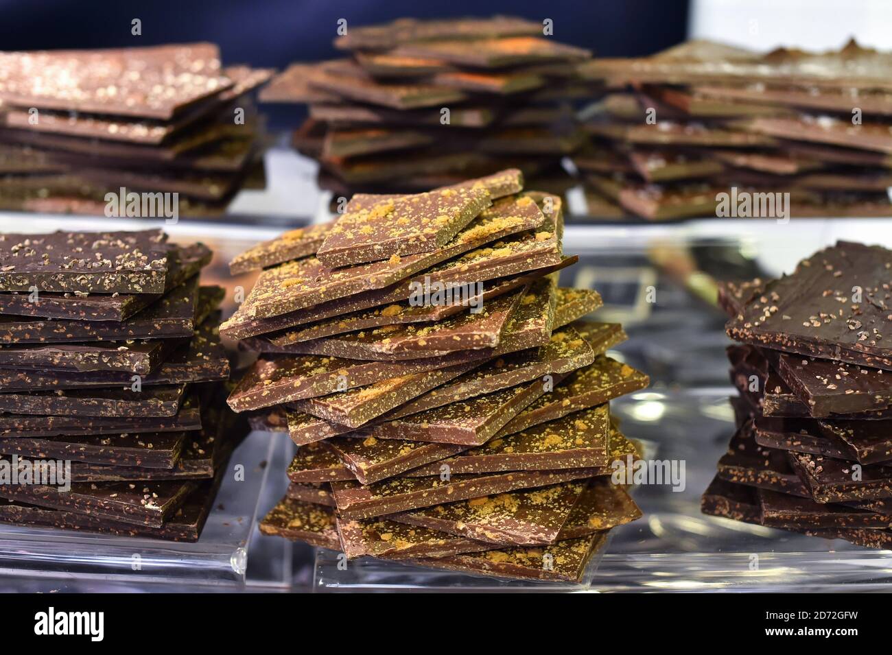 Schokolade zum Verkauf bei der Chocolate Show, in Olympia in Kensington, London. Bilddatum: Freitag, 13. Oktober 2017. Bildnachweis sollte lauten: Matt Crossick/ EMPICS Entertainment. Stockfoto