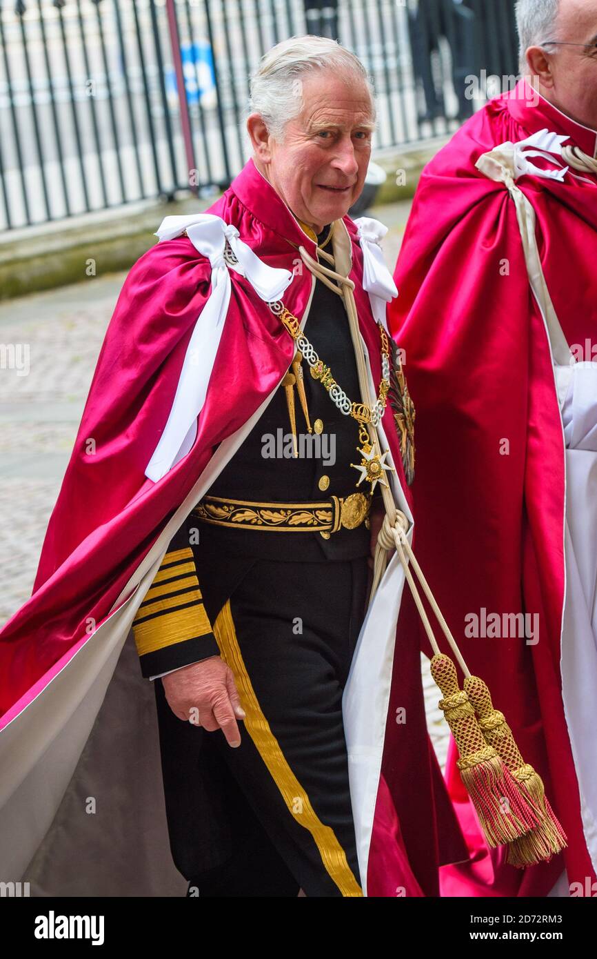 Prinz Charles bei der Ankunft in Westminster Abbey in London, um den Gottesdienst der Installation von Knights Grand Cross des Ordens des Bades zu besuchen. Der Prinz von Wales nahm in seiner Eigenschaft als Großmeister des Ehrenordens von Bath Teil, einem Militärbefehl, der 1725 von König Georg I. gegründet wurde. Bilddatum: Donnerstag, 24. Mai 2018. Bildnachweis sollte lauten: Matt Crossick/ EMPICS Entertainment. Stockfoto