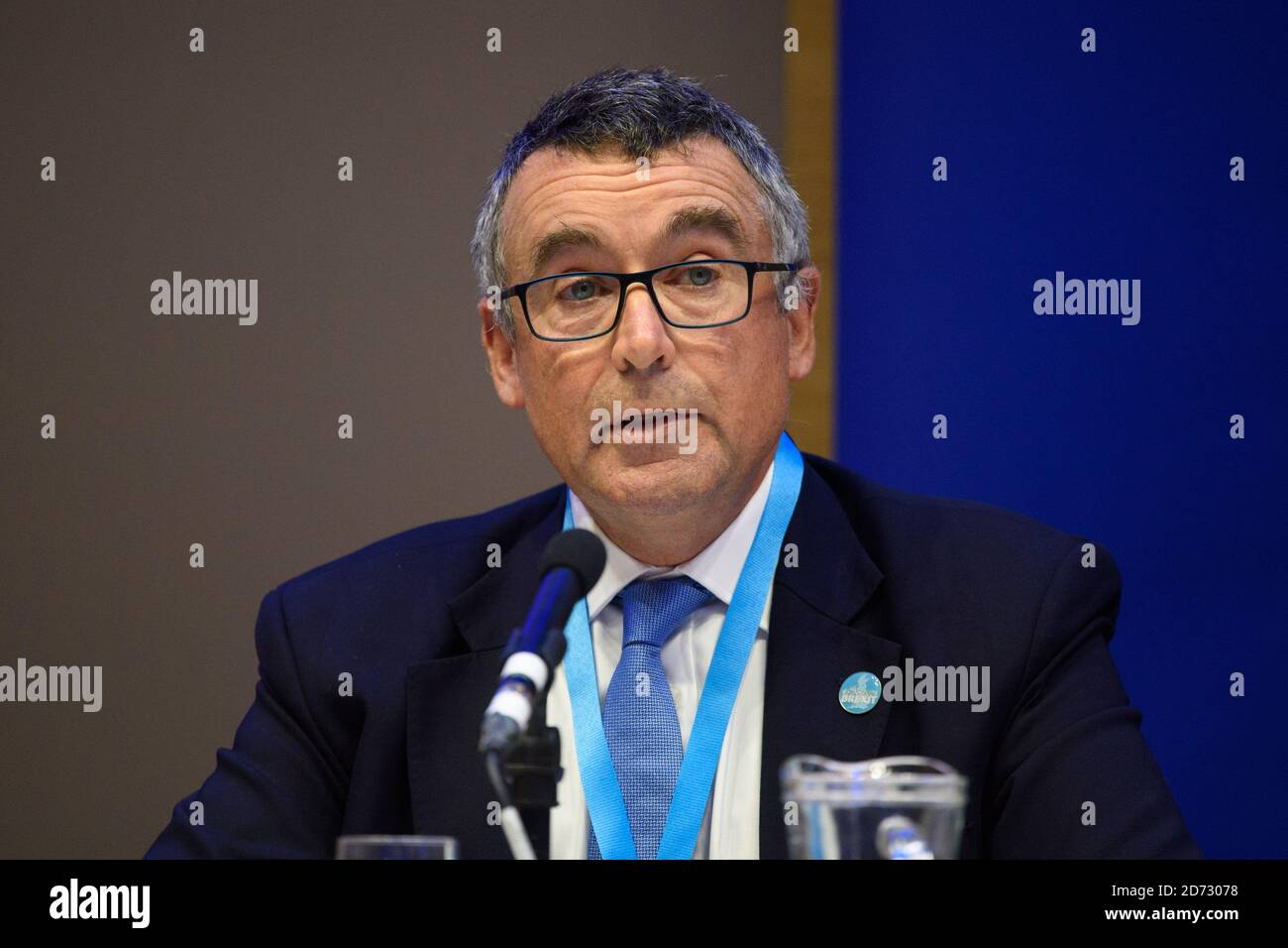 Bernard Jenkin MP spricht während einer Randveranstaltung, die vom Zentrum für Europäische Reform organisiert wird, während der Jahreskonferenz der Konservativen Partei im International Convention Centre, Birmingham. Bilddatum: Montag, 1. Oktober 2018. Bildnachweis sollte lauten: Matt Crossick/ EMPICS. Stockfoto