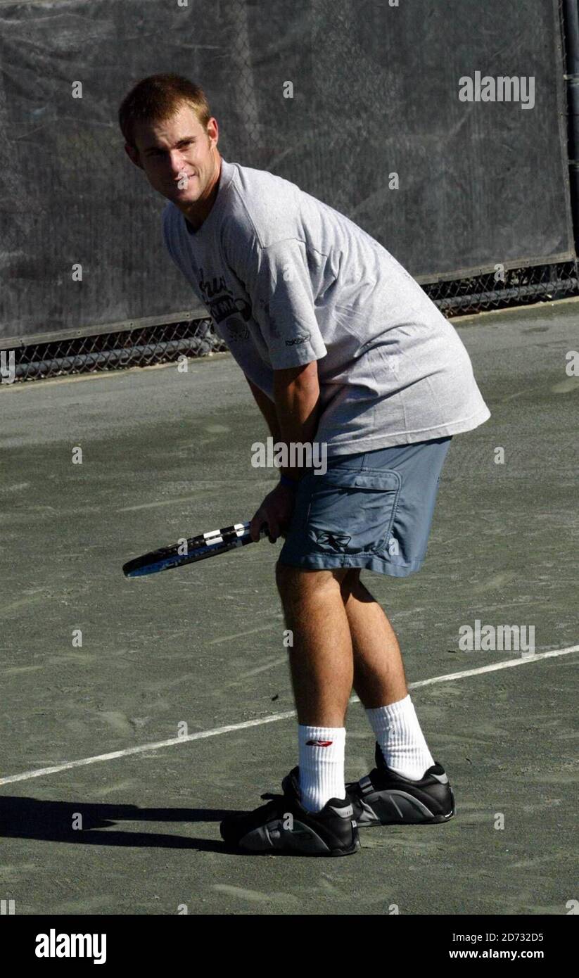 Das Benefizspiel der Andy Roddick Foundation veranstaltet die Pro-Celebrity-Ausstellung mit Andy Roddick und seinem Freund John Mc Enroe im Polo Club. Boca Raton, Florida. 12/12/04 [[sah]] Stockfoto