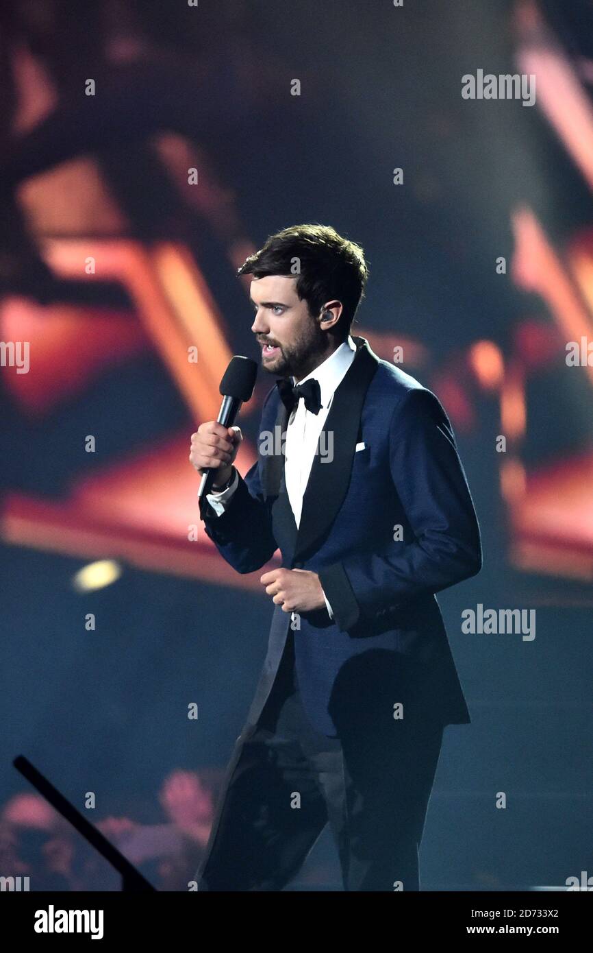 Jack Whitehall auf der Bühne bei den Brit Awards 2019 in der O2 Arena, London. Bildnachweis sollte lauten: Matt Crossick/EMPICS Entertainment. NUR FÜR REDAKTIONELLE ZWECKE Stockfoto