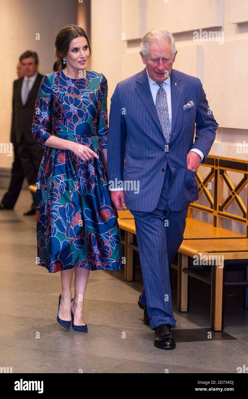 Königin Letizia von Spanien und der Prinz von Wales, der Sorolla: Spanish Master of Light, in der National Gallery in London besucht. Bilddatum: Mittwoch, 13. März 2019. Bildnachweis sollte lauten: Matt Crossick/Empics Stockfoto