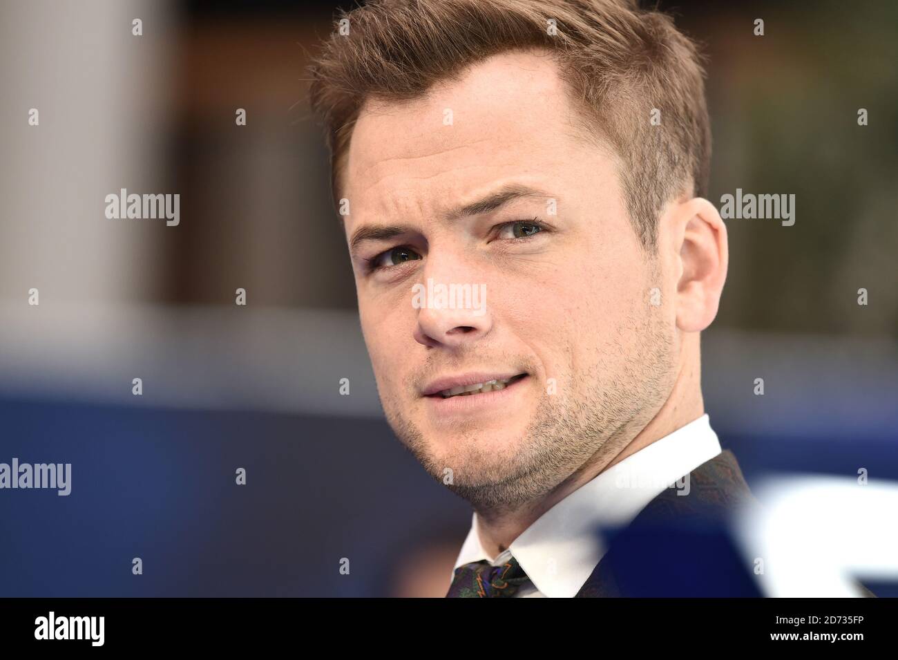 Taron Egerton Teilnahme an der Rocketman UK Premiere, im Odeon Luxe, Leicester Square, London. Stockfoto