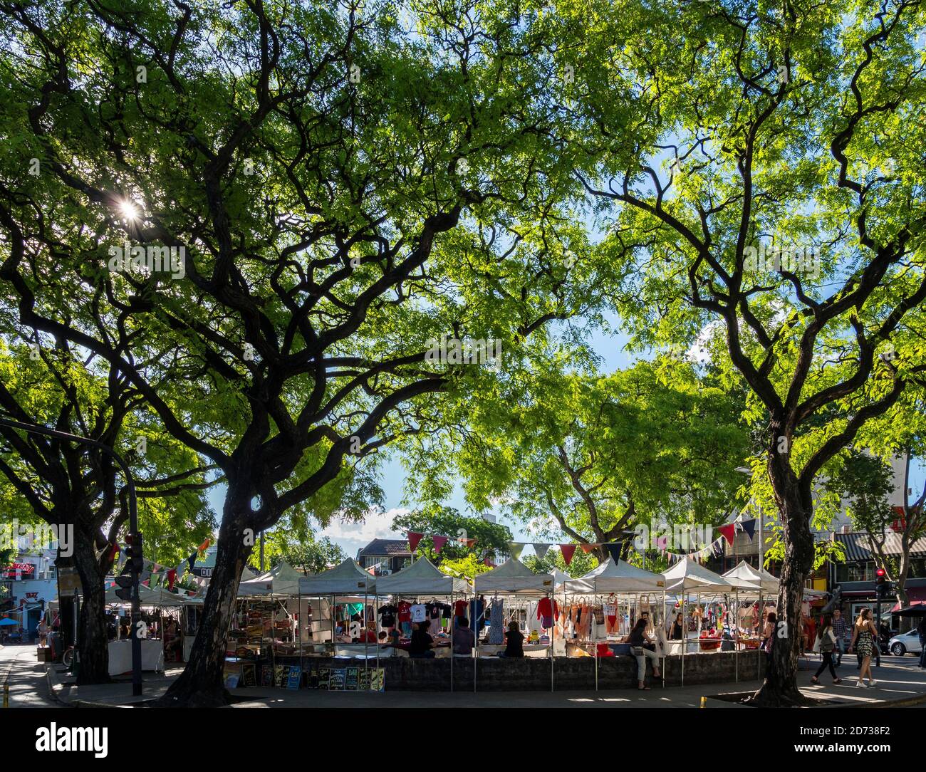 Plazoleta Julio Cortazar auch Plaza Serrano im Viertel Palermo genannt. Buenos Aires, die Hauptstadt Argentiniens. Südamerika, Argentinien, November Stockfoto