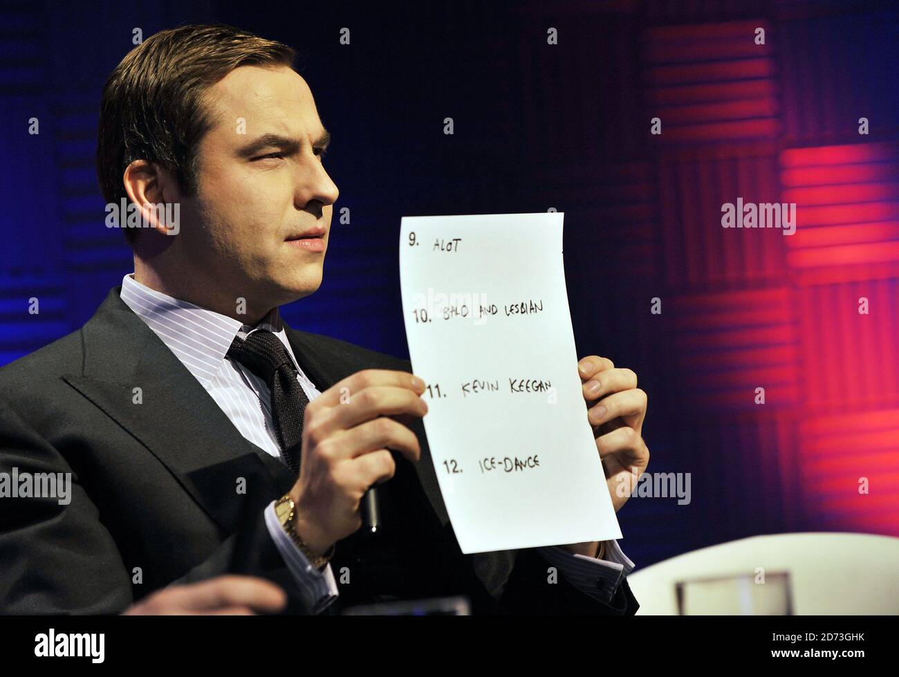 DIESE BILDER SIND AUF 0001 SAMSTAG, 29. MÄRZ 2009 VERPEINBAR. David Walliams während der Aufnahme der Chris Moyles' Quiz Night, in den London Studios im Zentrum von London. Die Show wird am Sonntag, den 29. März 2009 um 2200 Uhr auf Channel 4 übertragen. Stockfoto