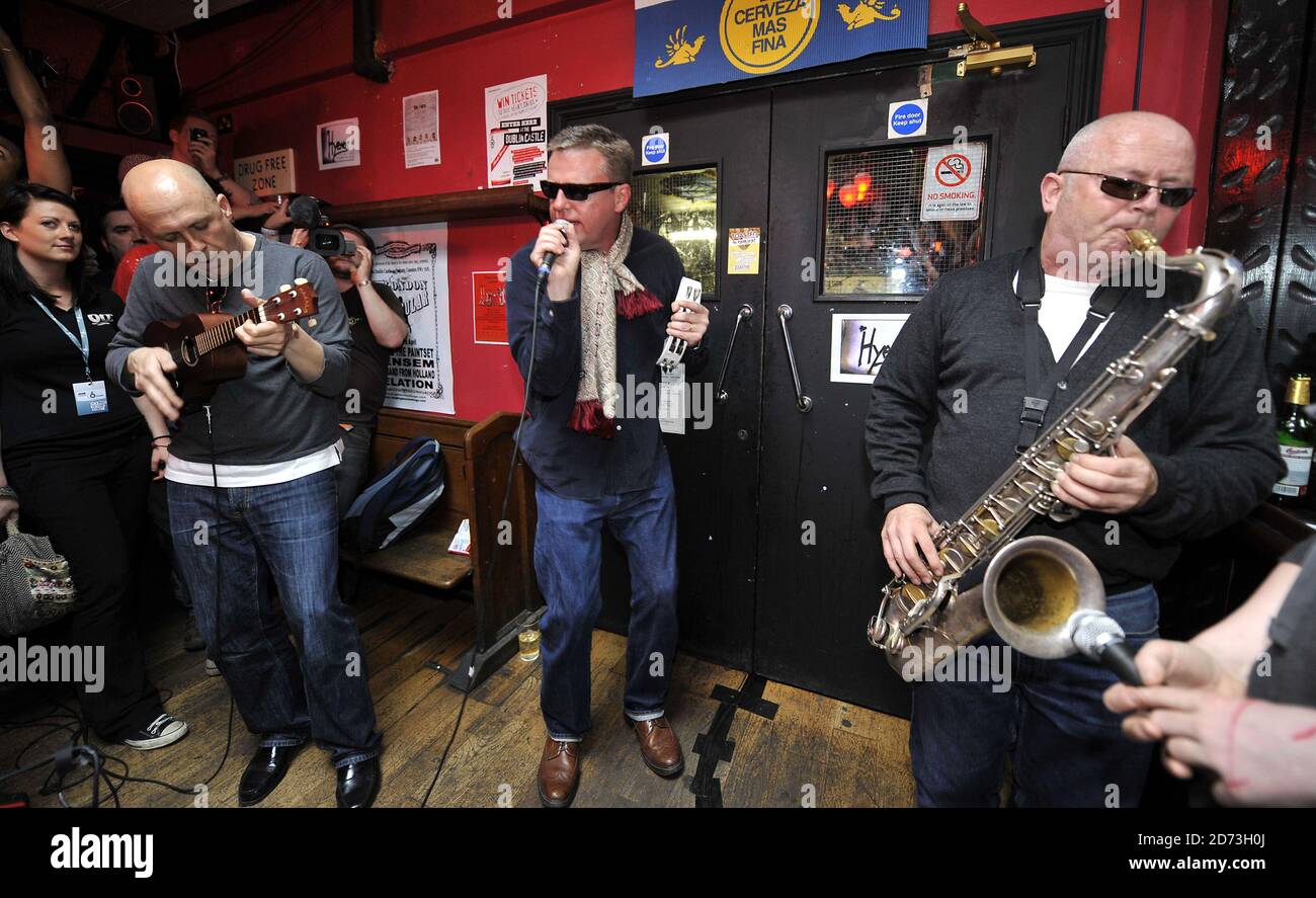 Madness spielen einen geheimen Gig im Dublin Castle Pub in Camden, im Norden Londons, als Teil des 2009 Camden Crawl. Stockfoto