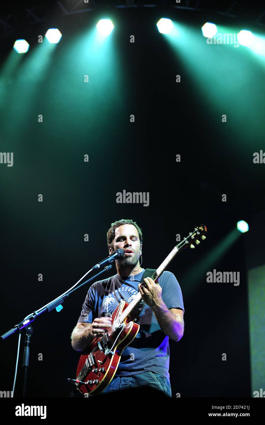 Jack Johnson tritt in der O2 Arena im Osten Londons auf Stockfoto