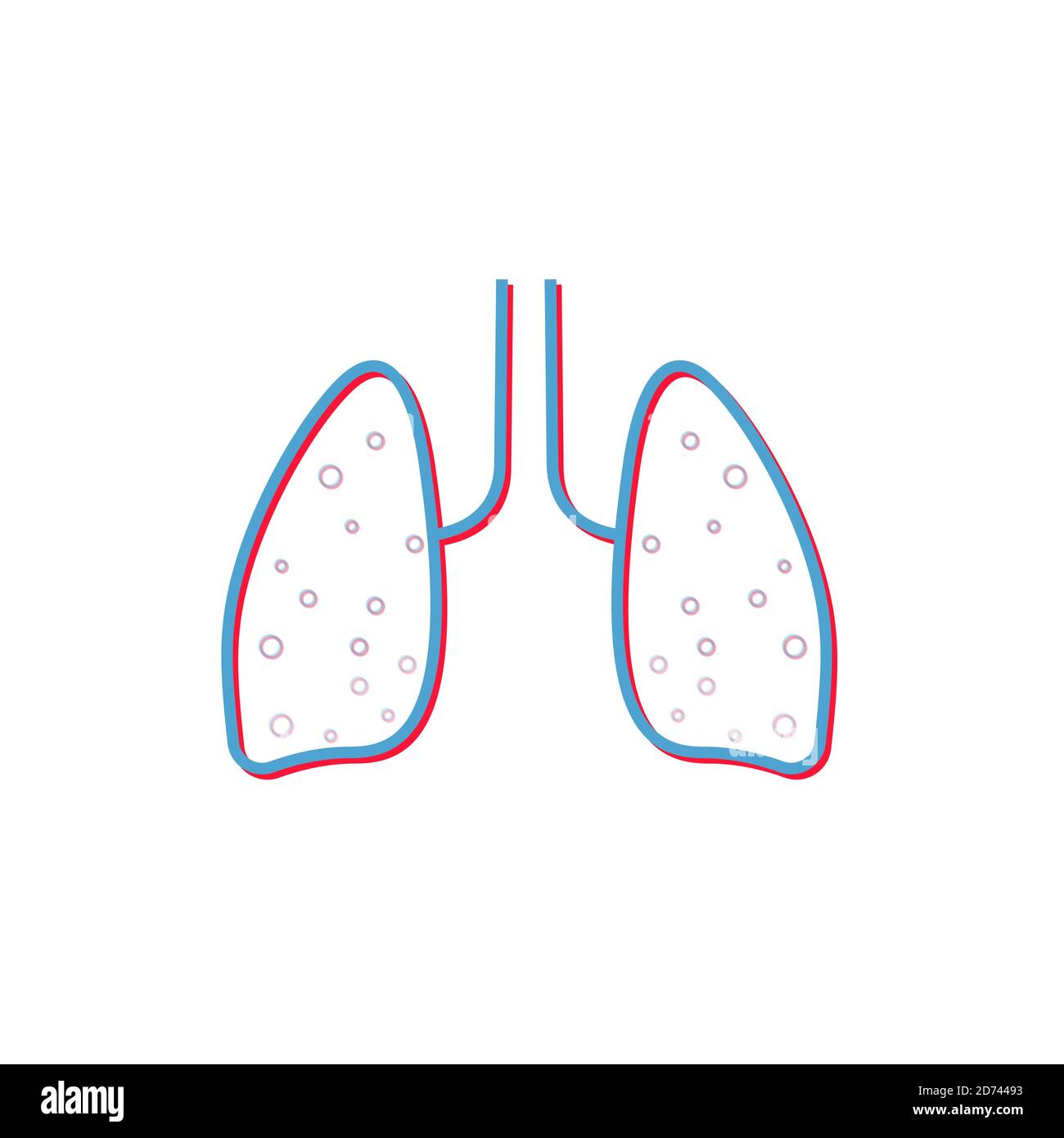 Symbol für flache Lungenlinie. Vektor dünne Piktogramm des menschlichen inneren Organs, skizzieren Illustration für Lungenklinik. Stock Vektor