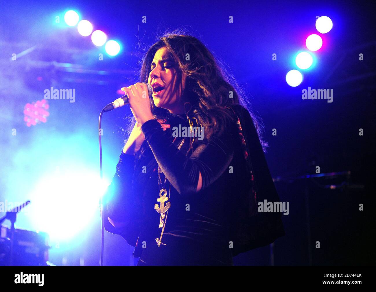 Marina Diamandis von Marina and the Diamonds tritt am dritten Tag des Leeds Festivals im Bramham Park in West Yorkshire auf. Stockfoto