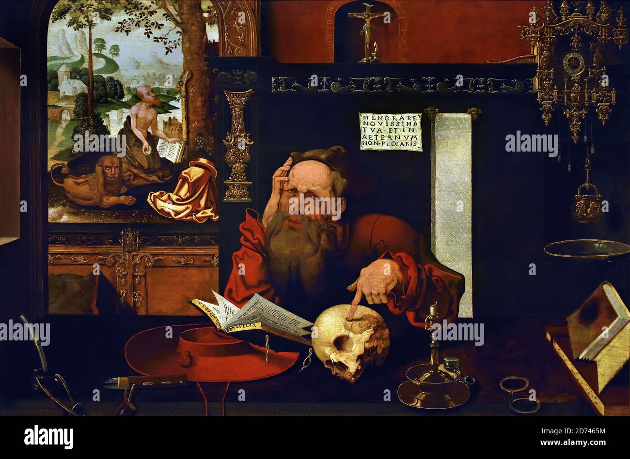 St. Jerome in seinem Arbeitszimmer 1550-1575 von Marten Cleve dem Älteren 1527-1581 flämische Maler 16. - 17. Jahrhundert, Belgien. Stockfoto