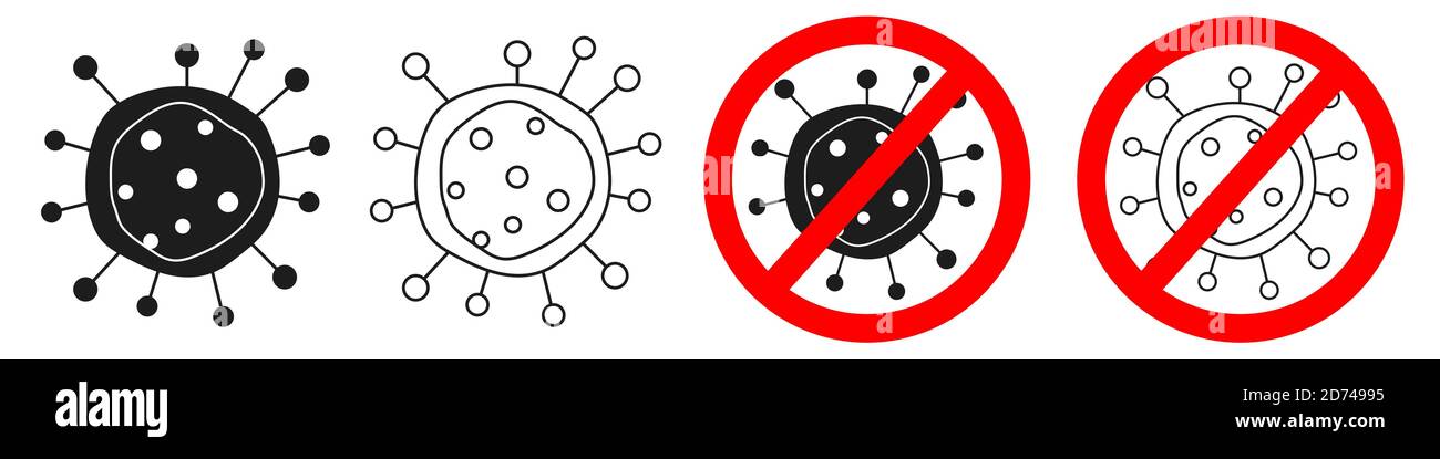 Symbol Coronavirus COVID-19. Vermeidung von Covid. Globale Pandemiewarnung. Stock Vektor