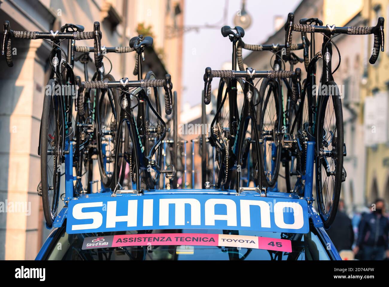 'Giro d'Italia' 2020Udine's Bein. Technische Unterstützung Auto Transport Ersatz Rennräder. Stockfoto