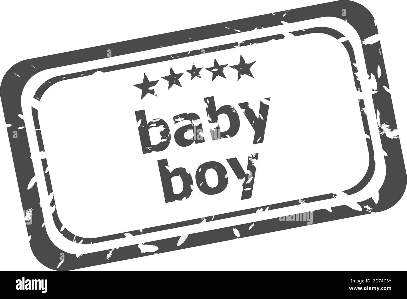 Baby Junge Grunge Gummi Stempel isoliert auf weißem Hintergrund Stockfoto